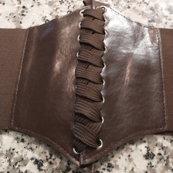 Corset Belt Brown Lace Up Leather Velcro Pirate - Picture 8 of 8